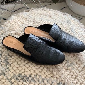 Schutz Black Leather Mules Slip-On Sz 9.5